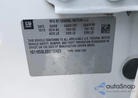 2014 Chevrolet Malibu 2Lt from USA, damaged, VIN 1G11E5SL2EU132423